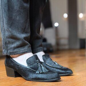 Vintage 90s Steve Madden Calf Hair Loafers | Pointed Toe Mule | Size 9